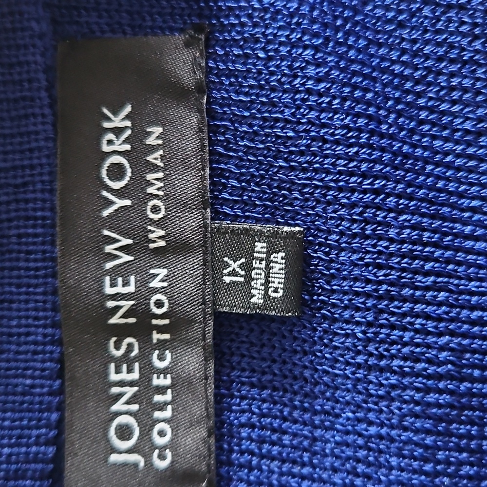 Jones New York Royal Blue Embellished Cardigan W/ Matching   Tank Top - Picture 9 of 11